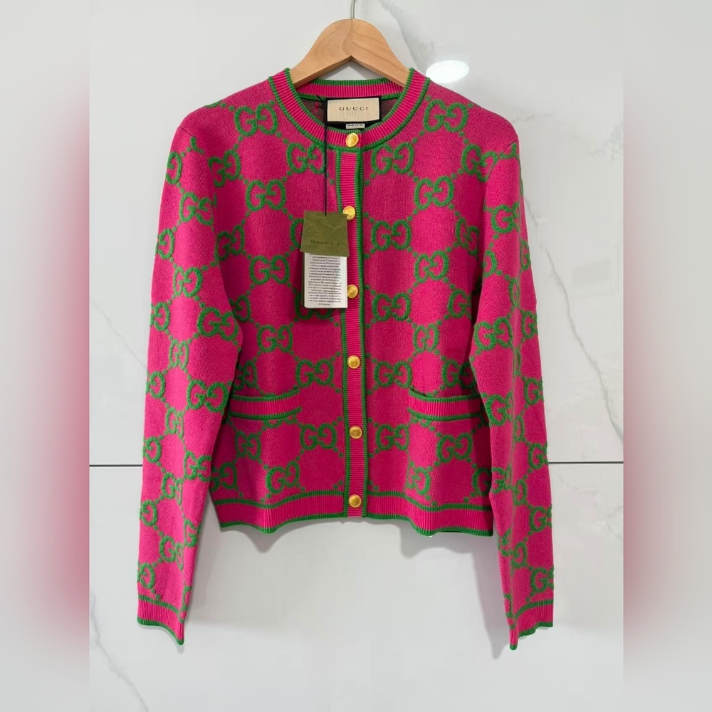 Gucci GG crew neck cardigan sweater